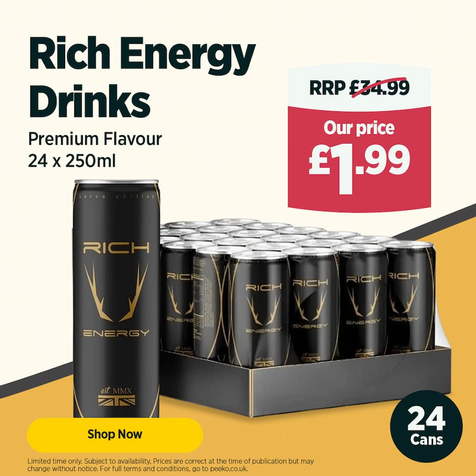 Rich Energy Premium Flavour Drinks 24 x 250ml Cans