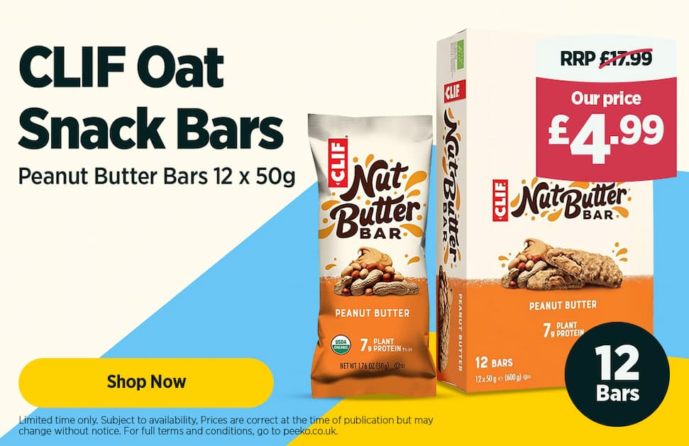 CLIF Nut Butter Bar Peanut Butter Organic Oat Snack Bars 12 x 50g