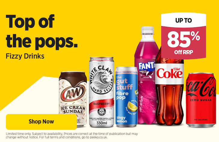 Up to 85% off fizzy drinks