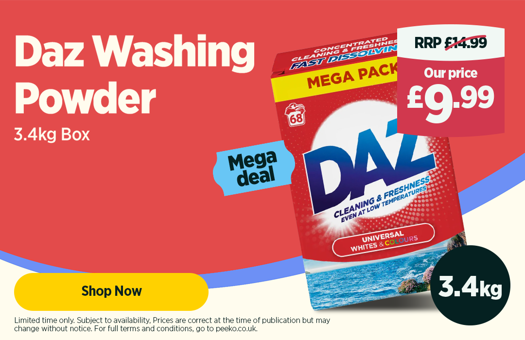3.4kg of Daz Washing Powder for £9.99