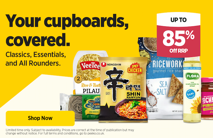 Up to 85% off food cupboard essentials