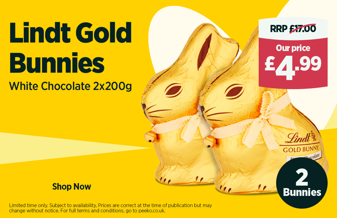 2 x Lindt Gold Bunny White Chocolate 200g