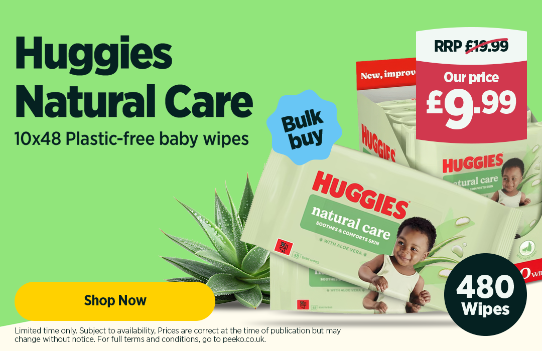 Huggies Natural Care Baby Wipes Plastic Free Pack of 10 (480 Wipes)