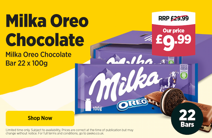 Milka Oreo Chocolate Bar 22 x 100g £9.99