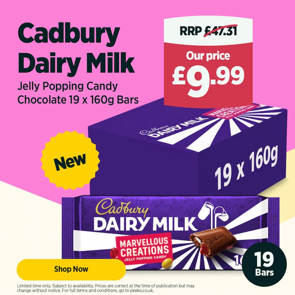 Cadbury Dairy Milk Marvellous Creations Jelly Popping Candy Chocolate Bar 19 x 160g