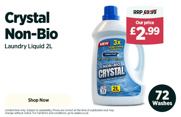 72 non-bio washes for £2.99