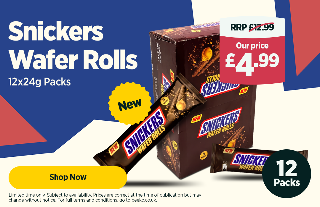 New Snickers Chocolate Wafer Rolls 12 x 24g