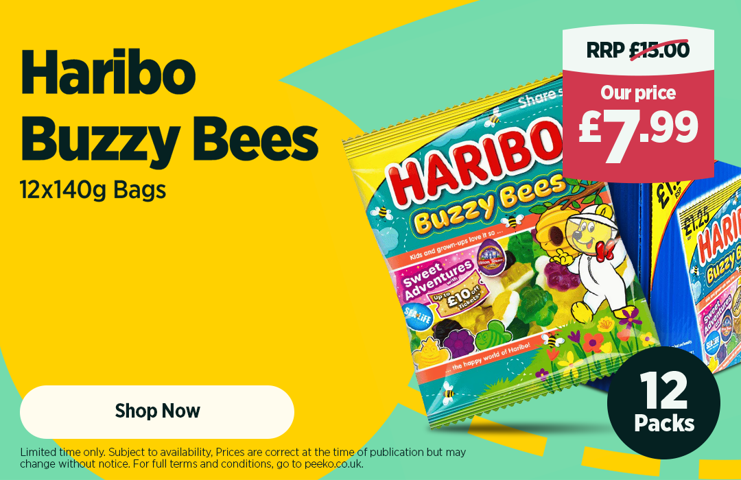 Haribo Buzzy Bees Fruit Flavour Sweet Foam Gums 12 x 140g