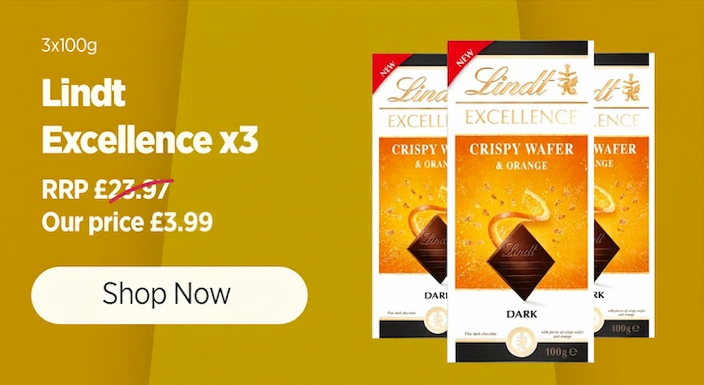 Lindt Excellence x3 chocolate bars on sale for £3.99.