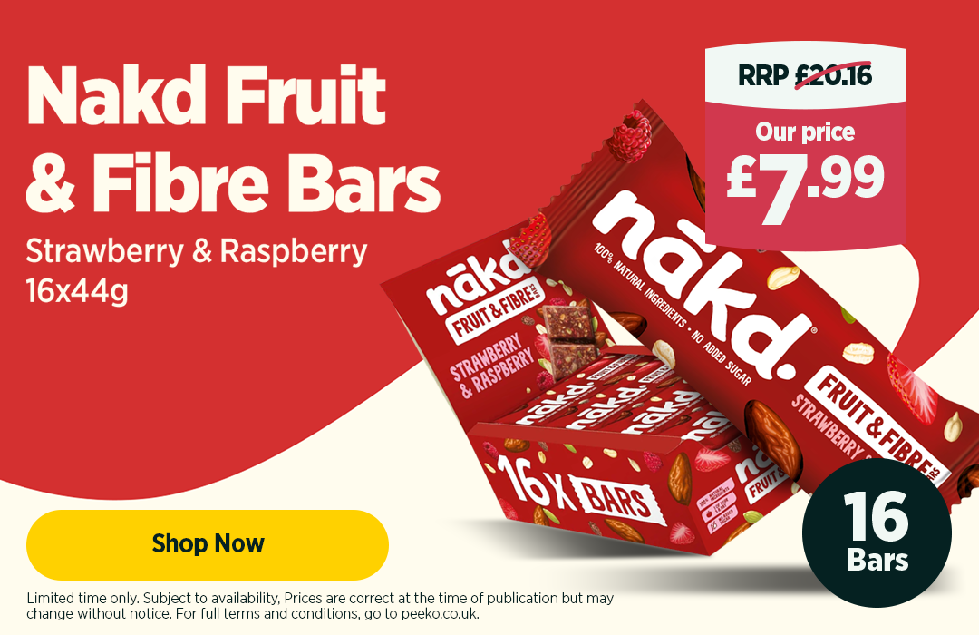 Nakd Fruit & Fibre - Strawberry & Raspberry 16 x 44g