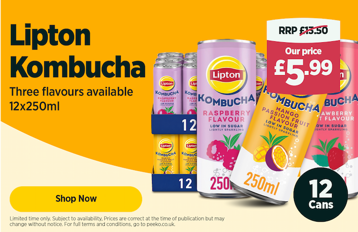 Lipton Kombucha range - 12 cans for £5.99