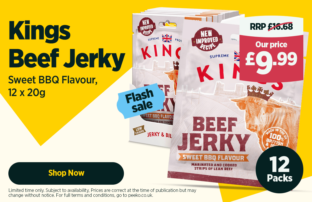 Kings Sweet BBQ Beef Jerky High Protein Dried Beef Snack 12 x 20g