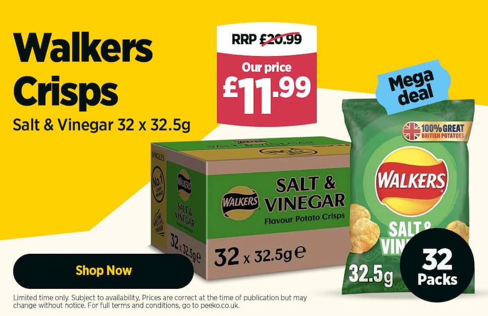 32 bags of Walkers Crisps for £11.99