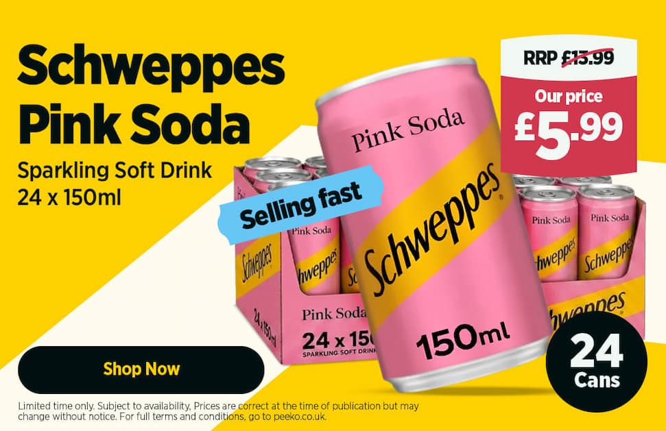 24 cans of Schweppes Pink Soda for £5.99
