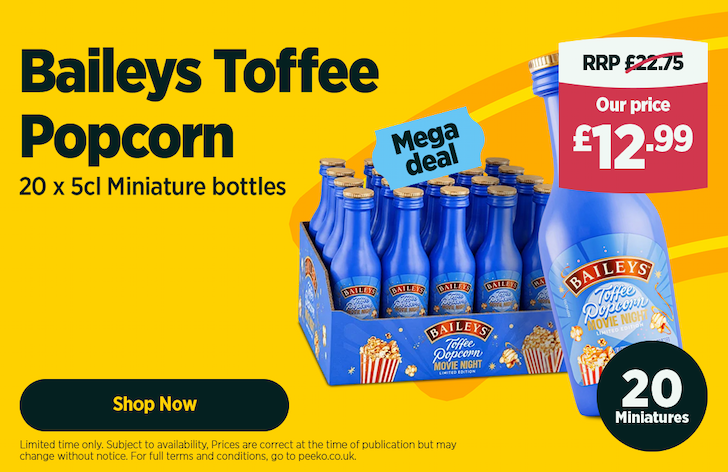 20 Baileys Toffee Popcorn Bottles for £12.99