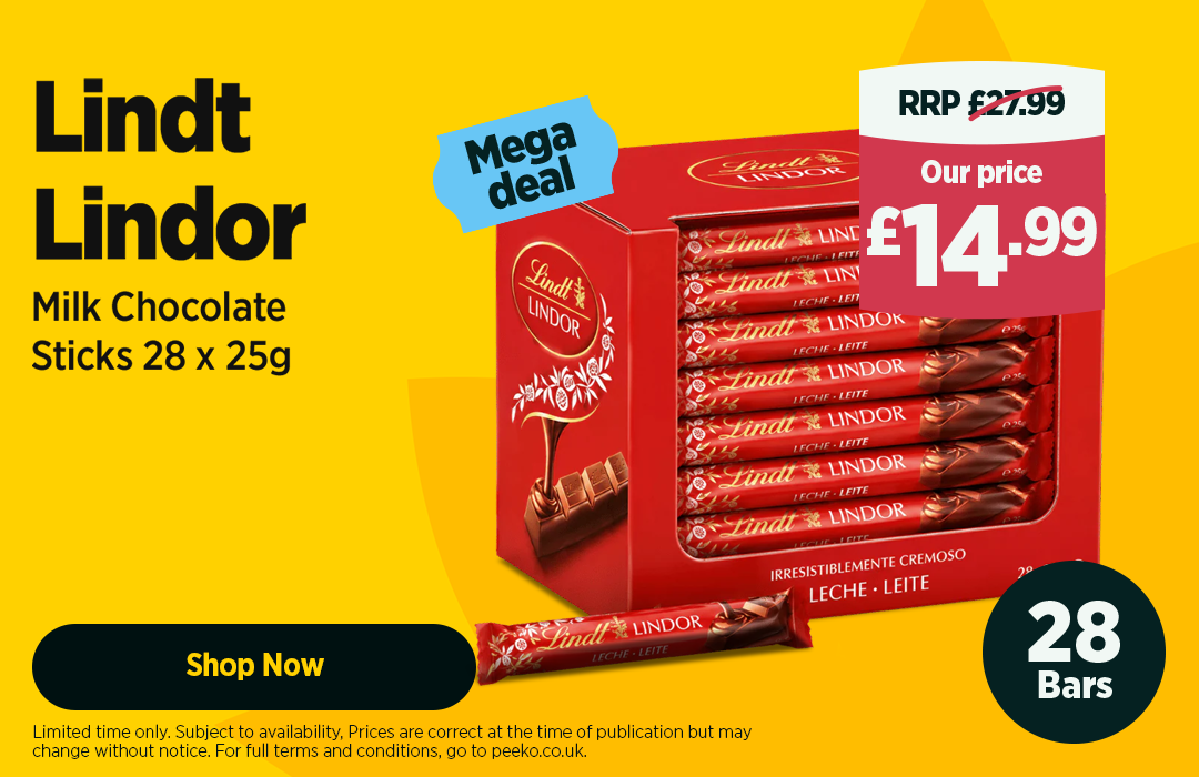 Lindt Lindor Milk Chocolate Sticks 28 x 25g