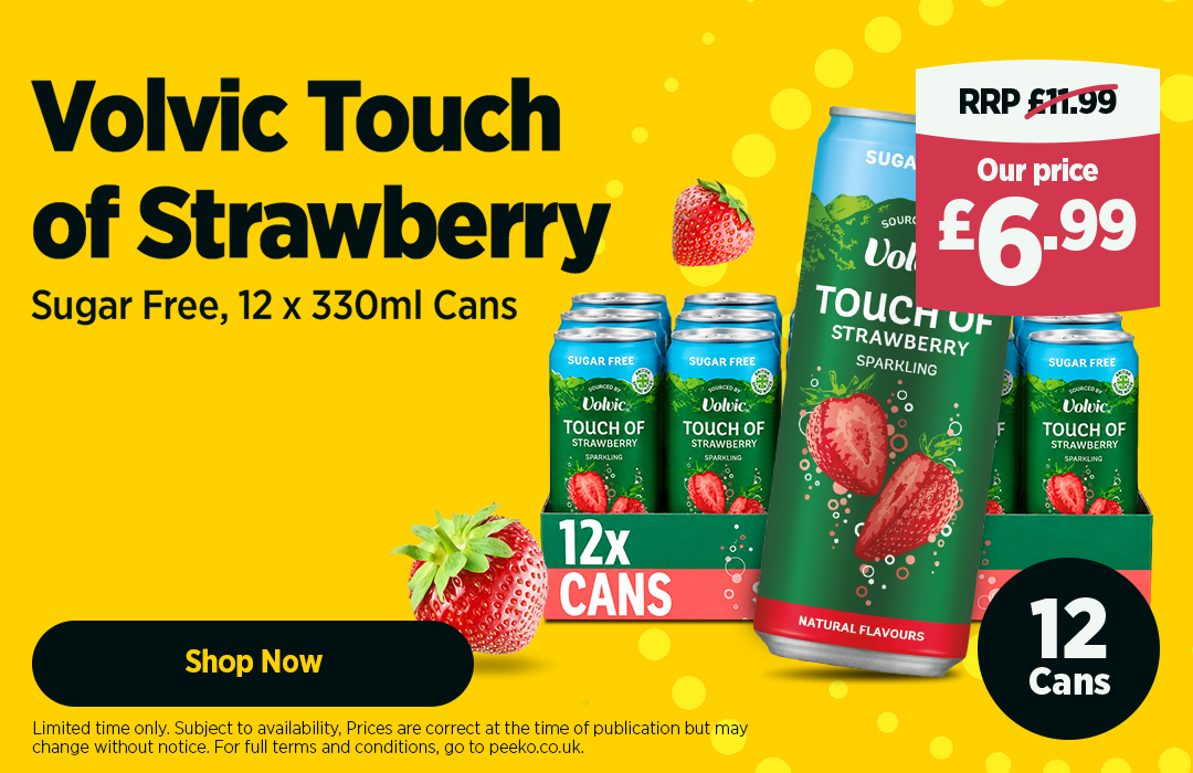 Volvic Touch of Strawberry Sparkling Sugar Free Flavoured Water 12 x 330ml