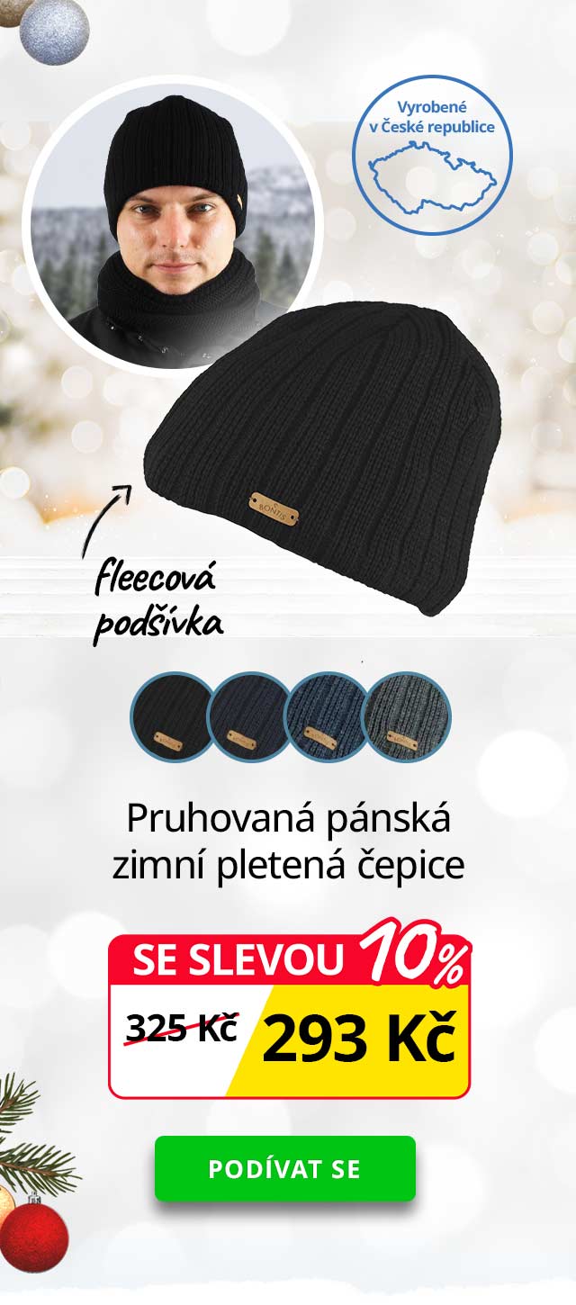 Pruhovaná pánská zimní pletená čepice