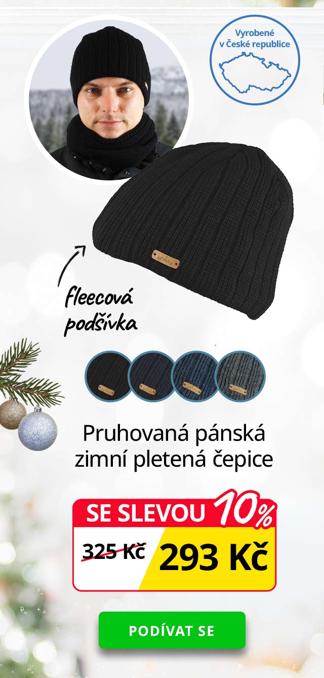 Pruhovaná pánská zimní pletená čepice