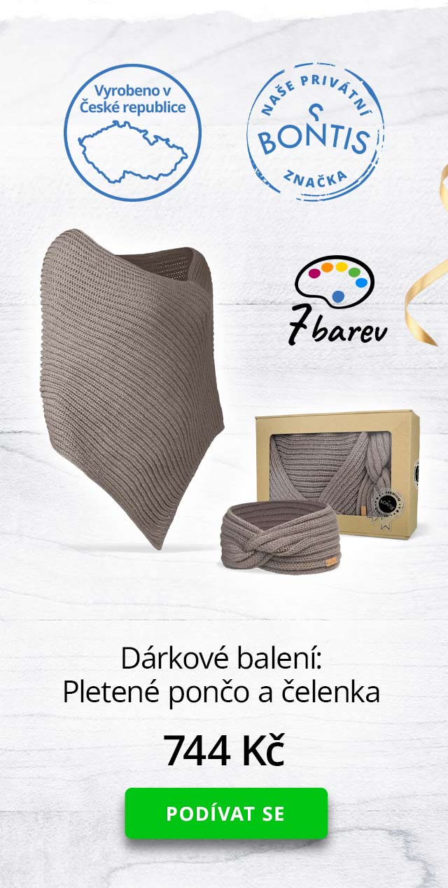 Dárkové balení: Pletené pončo a čelenka