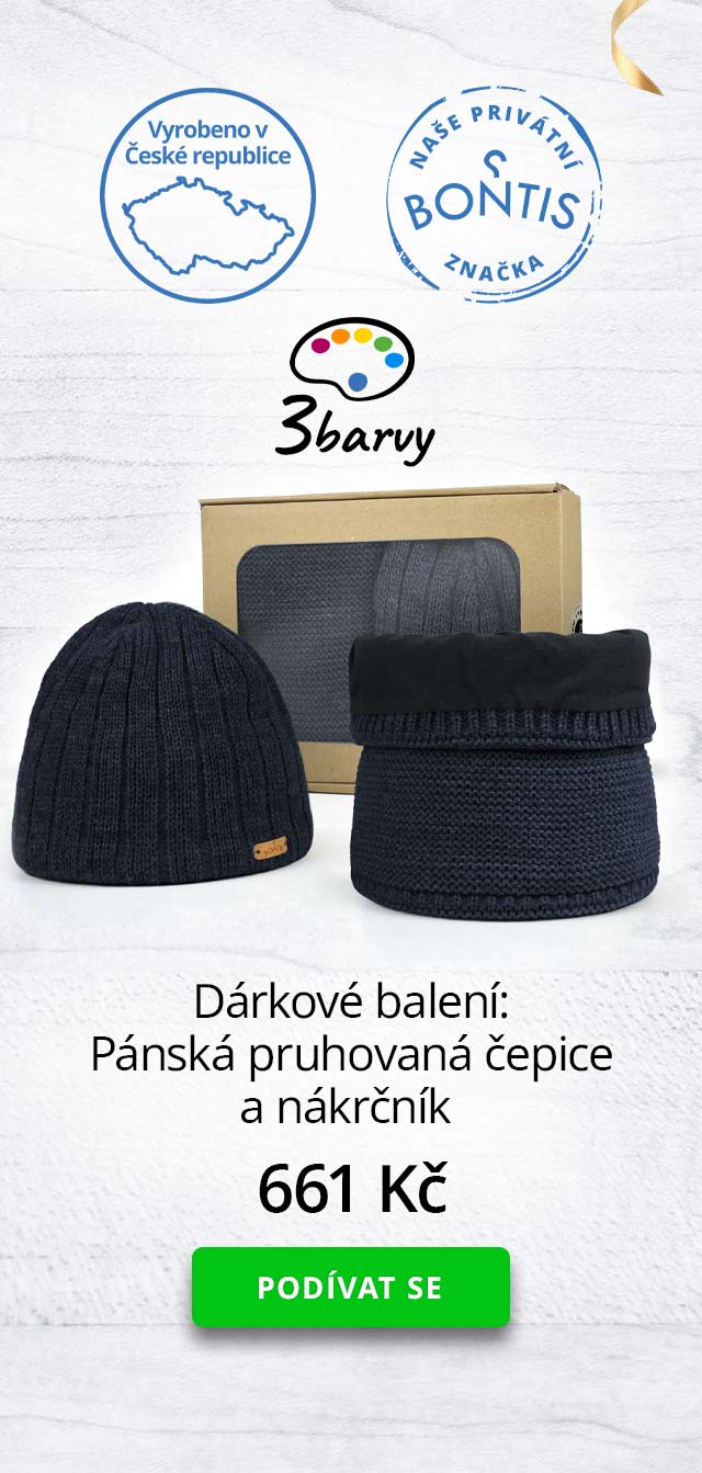 Dárkové balení: Pánská pruhovaná čepice a nákrčník 