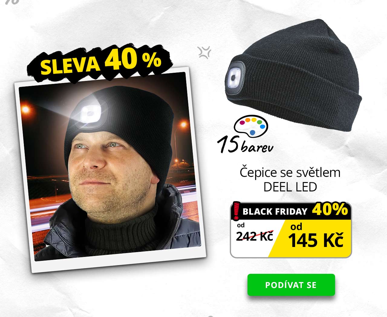 Čepice se světlem DEEL LED