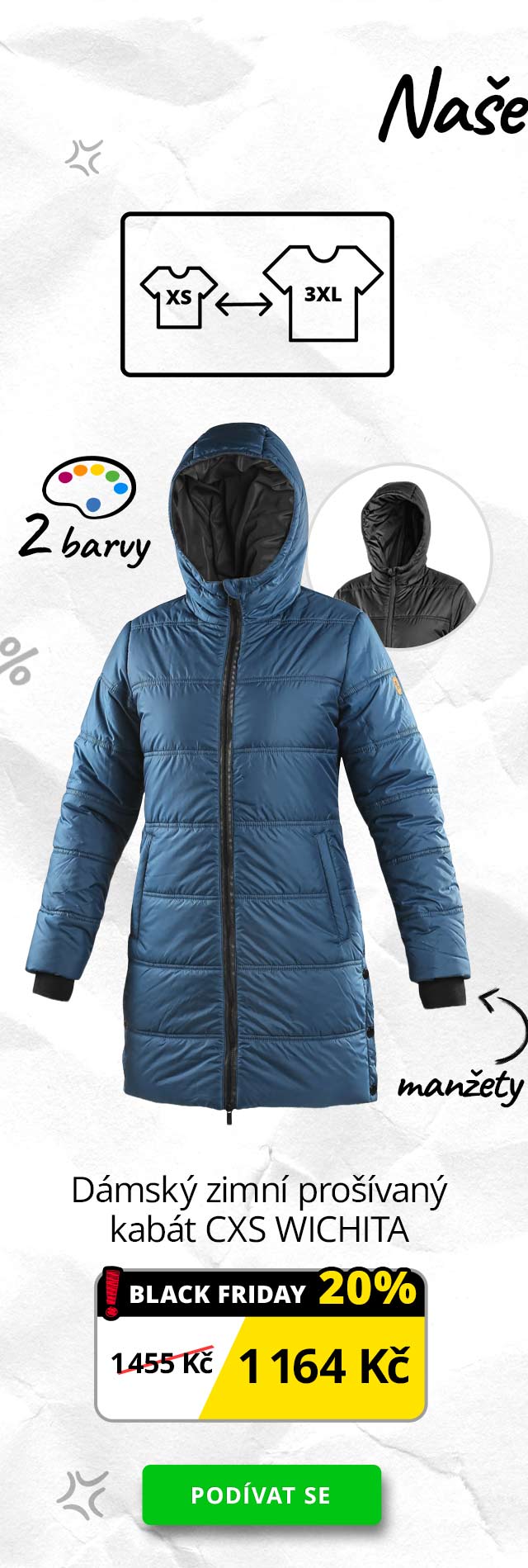 Dámský zimní prošívaný kabát CXS WICHITA