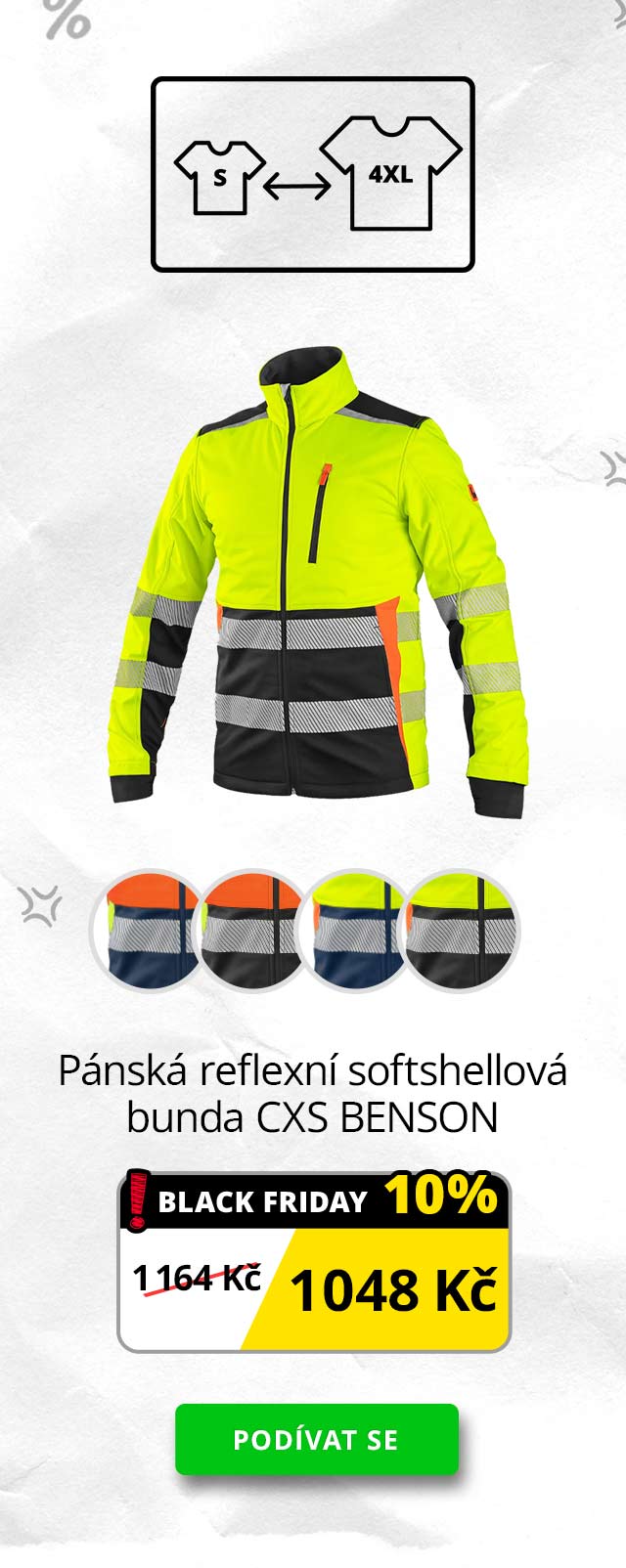 Pánská reflexní softshellová bunda CXS BENSON
