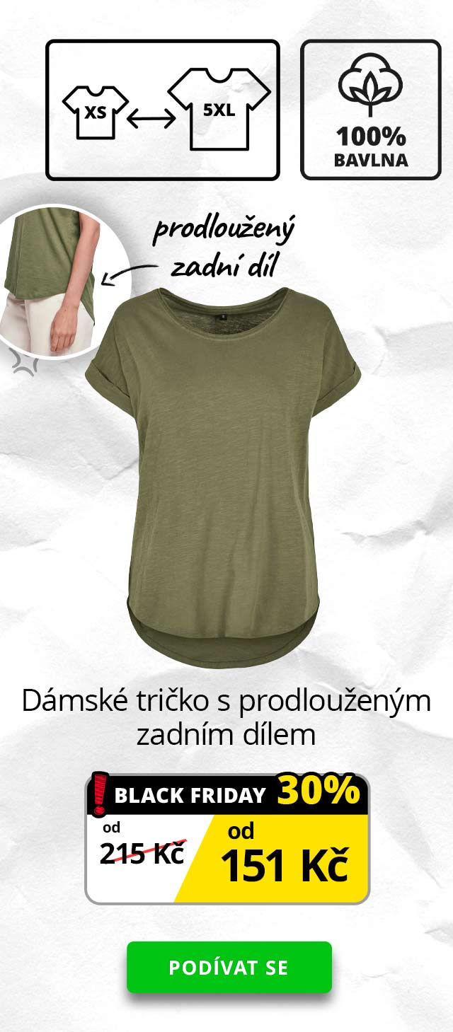 Dámské tričko s prodlouženým zadním dílem
