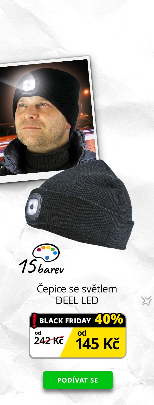 Čepice se světlem DEEL LED