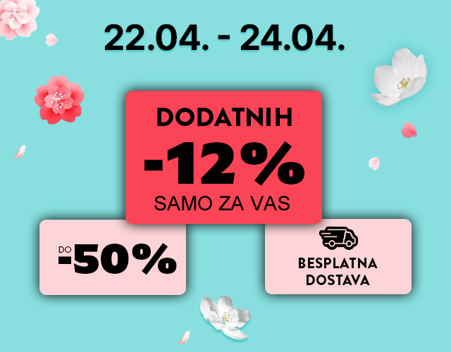 DO -50% + DODATNIH -12% + BESPLATNA DOSTAVA >>
