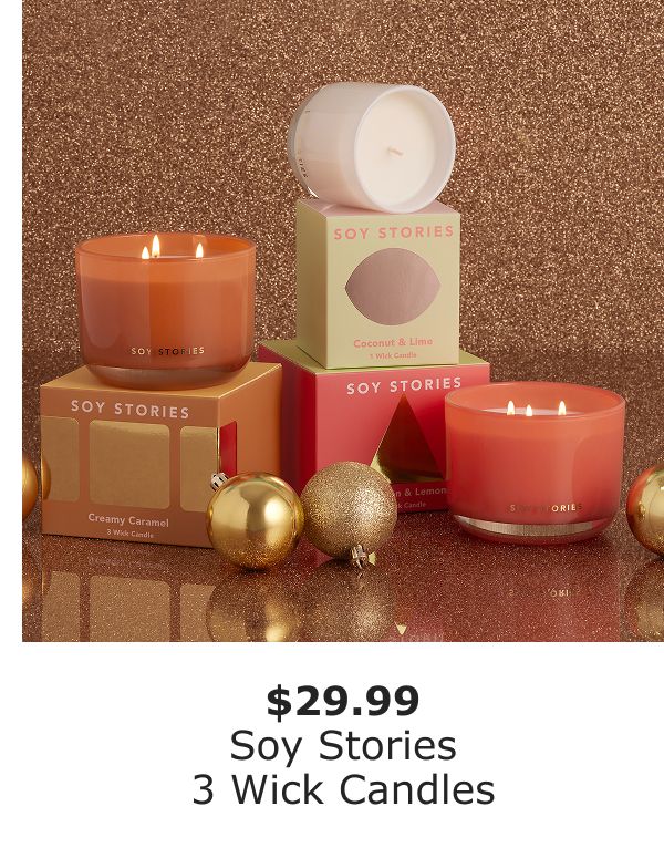 $29.99 Soy Stories 3 Wick Candles