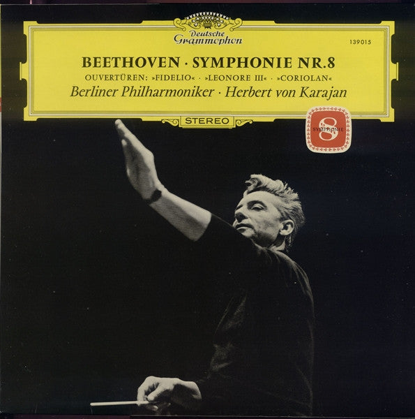 Ludwig Van Beethoven, Berliner Philharmoniker, Herbert von Karajan – Symphonie Nr. 8 / Ouvertüren: »Fidelio« · »Leonore III« · »Coriolan« (VG+/VG+) – LP, DE