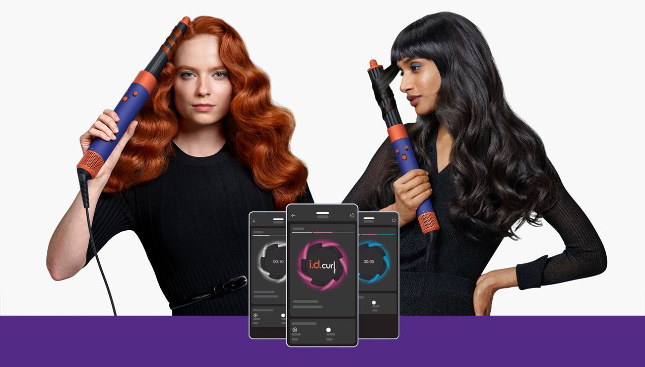 Three models using Dyson Airwrap i.d. multi-styler and dryer with attachments.