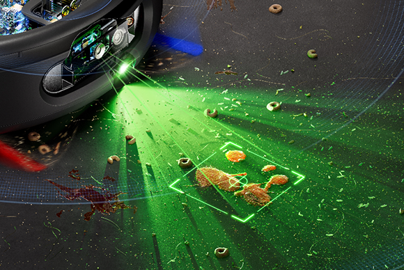 De Dyson Spot+Scrub AI-robotstofzuiger detecteert en identificeert gemorst vuil met behulp van AI.