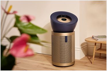 Een Dyson Purifier Big+Quiet Formaldehyde-luchtreiniger die allergenen in een kamer vermindert.