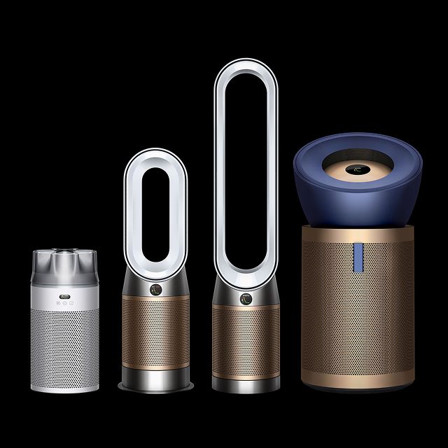 Een assortiment Dyson-luchtreinigers.