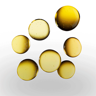 La mezcla Dyson Oli7 representada como círculos abstractos de aceites.