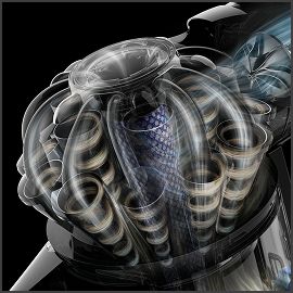 La tecnología de ciclones radiales de Dyson separa el polvo y los alérgenos del flujo de aire.