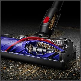 Sección transversal que muestra la tecnología antienredos del cepillo Dyson Motorbar.