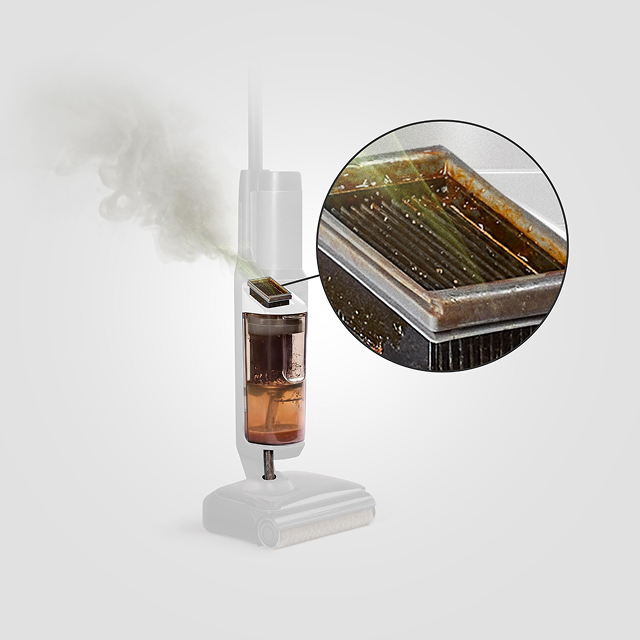 Corte transversal de una fregona eléctrica.