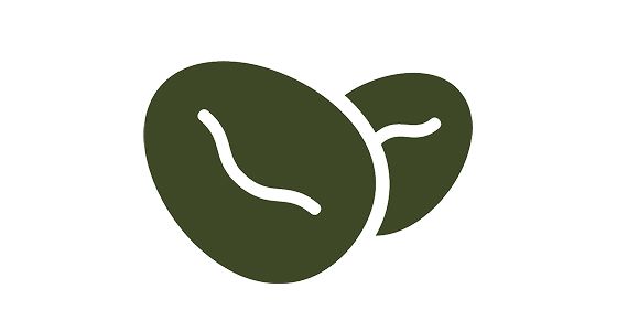 Círculo de aceite detrás del icono de un grano de café.