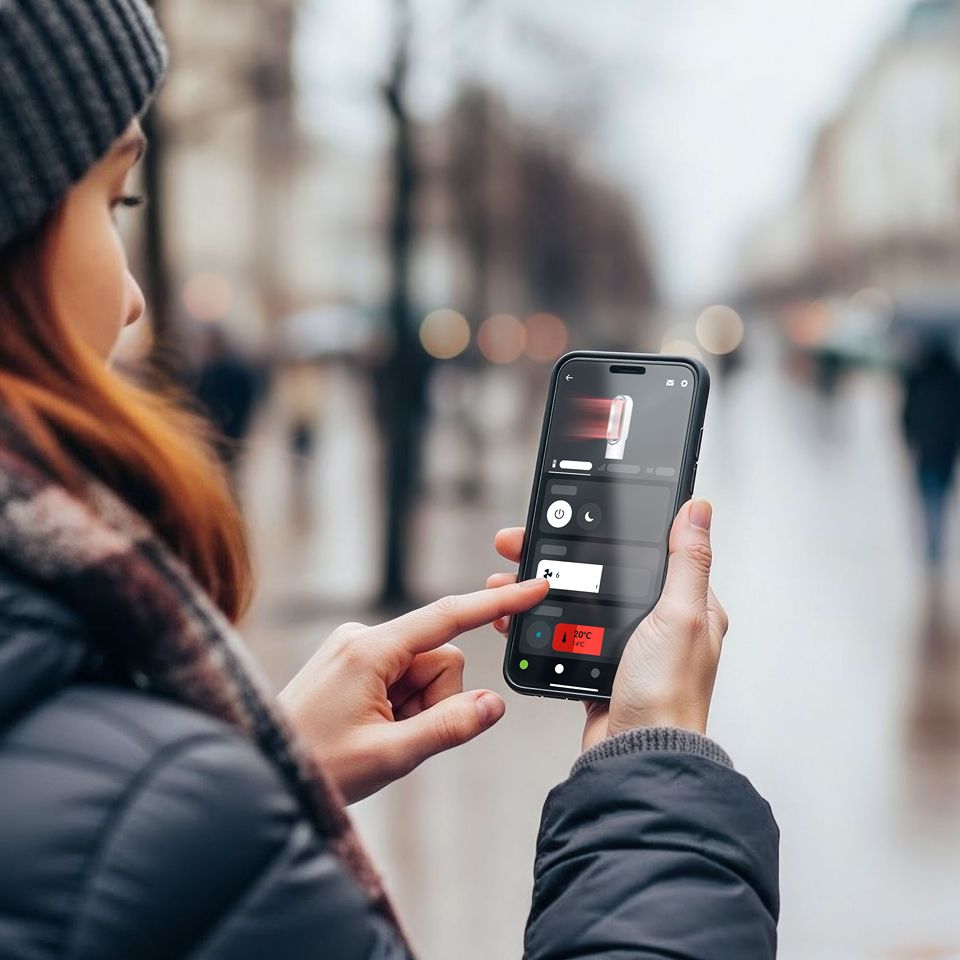 Dyson Hot+Cool HF1 Remote Link Pre-heat heater and cooling fan temperature is controlled remotely using the MyDyson app.