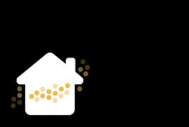 Icono de una casa con puntos que representan el polvo.