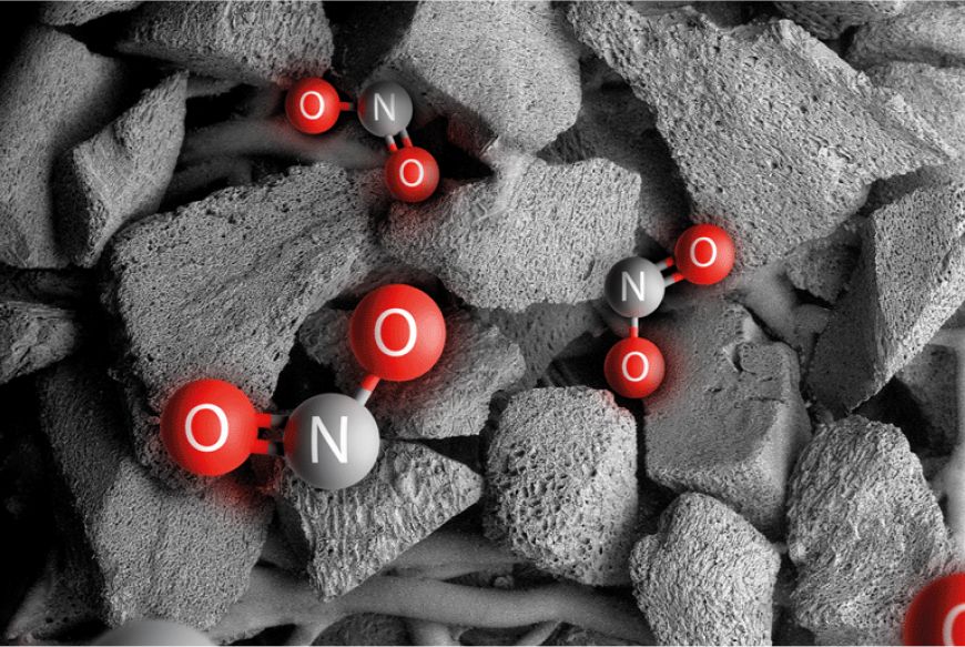 Representación del NO₂ neutralizado por el purificador Dyson HushJet Compact.
