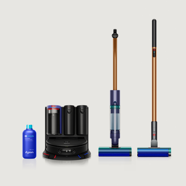 Gama Dyson de robots y aspiradores con fregado eléctrico.