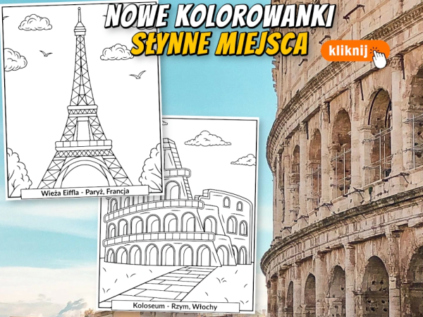 Słynne miejsca nowe kolorowanki edukacyjne newsletter