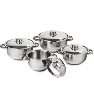 4Home set oale inox cu capac inox Destiny, 8 piese