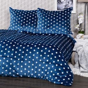 Lenjerie pat 1pers., 4Home microflanel Stars albastru, 140 x 200 cm, 70 x 90 cm