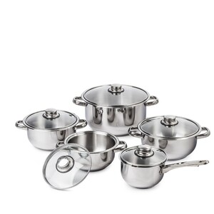 4Home set oale inox cu capac sticlă Destiny, 10 piese